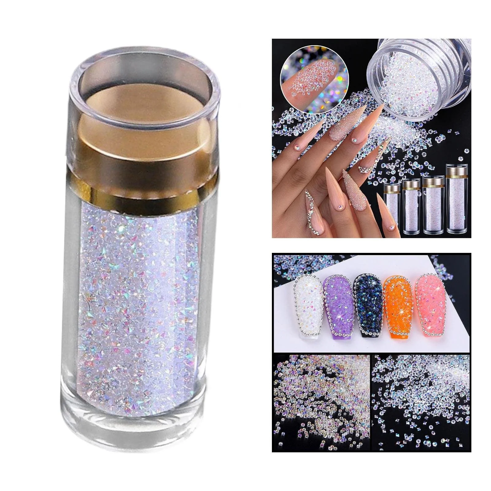 Мини стразы для ногтей Oshhni Разноцветные Стеклянные радужные Pixie Beads для салона 15.5 г, фото №7