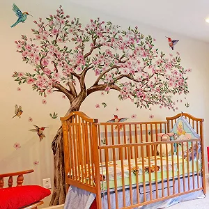 Наклейки на стіну Runtoo Pink Cherry Blossom Tree Великі Рожеві - Фото 1