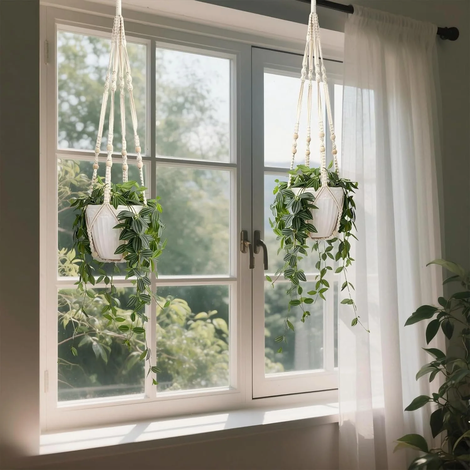 Подвесы для растений макраме Набор из 2 шт. 51,5 см с крючками Boho Style, фото №5