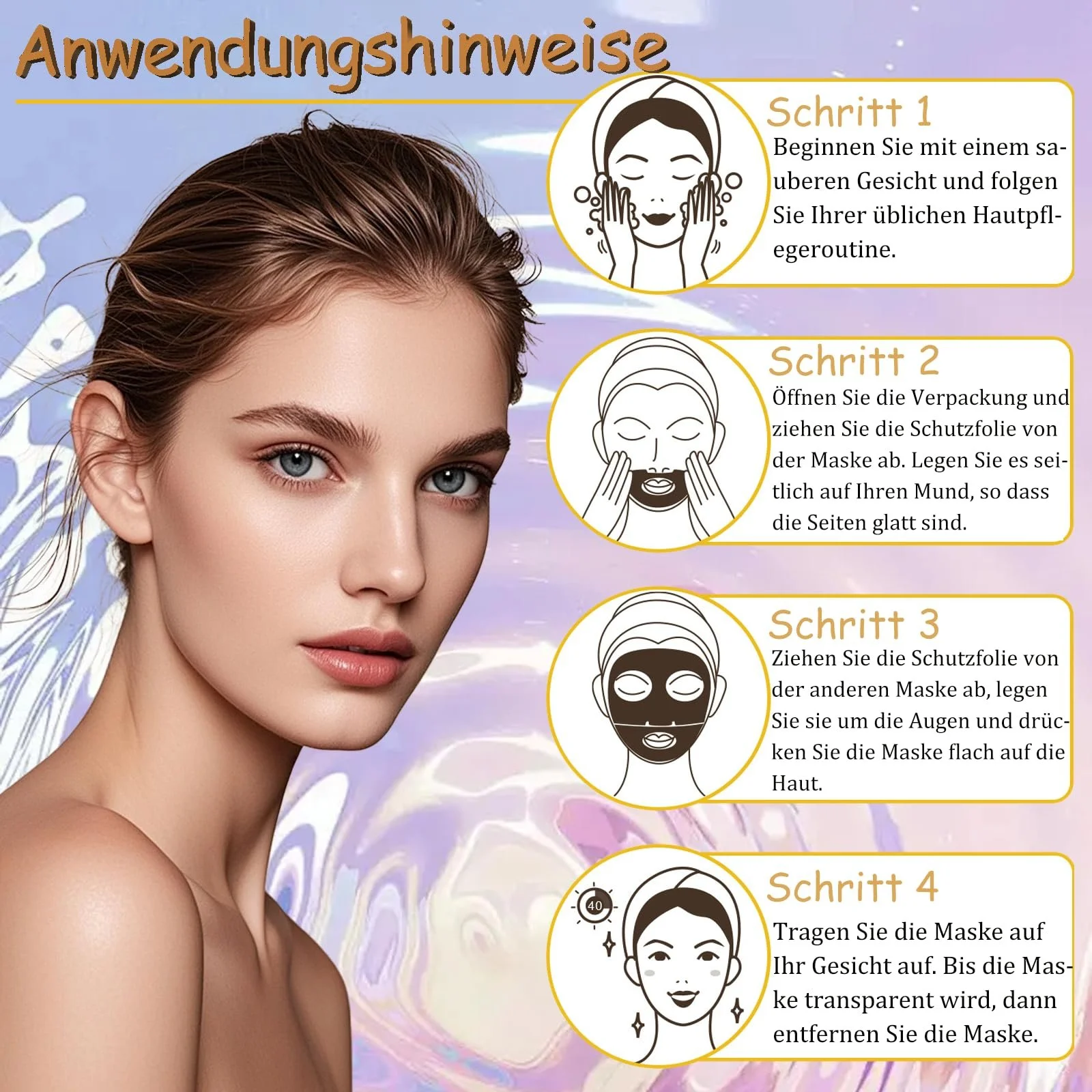 Тканевая маска Soleneva Набор из 6 штук Апельсин Виноград Огурец Гранат Черника Персик, фото №7