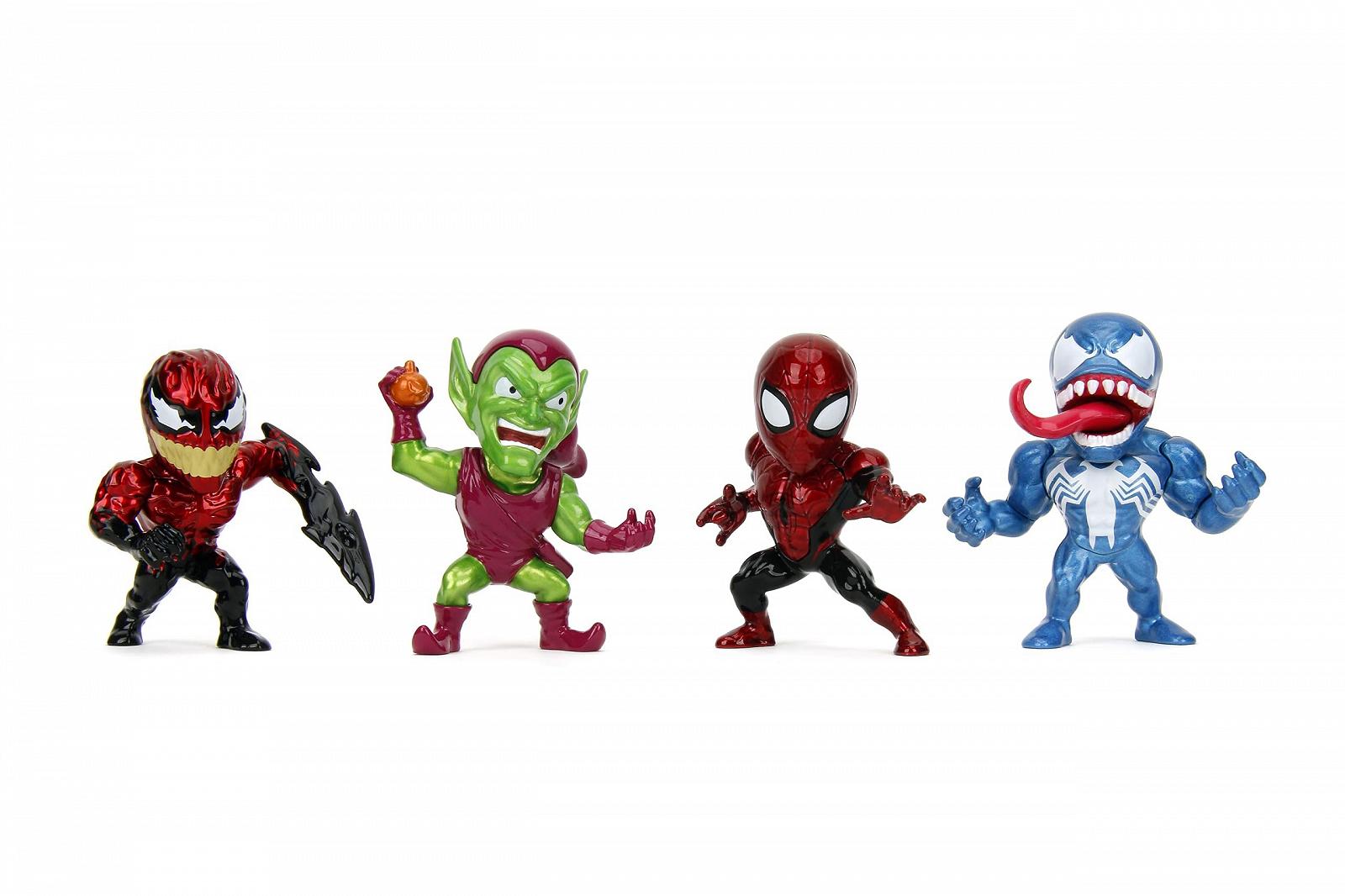 Фигурки Jada, Человек-паук Metalfigs, 4 шт., Человек-паук, Зеленый гоблин, Токсин, Веном, 6,35 см, фото №1