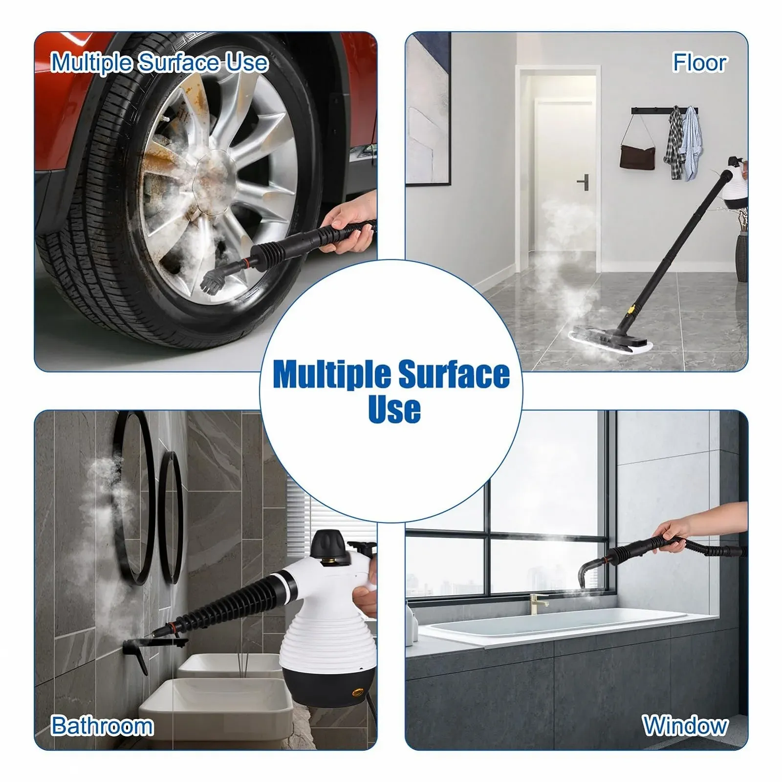 Пароочисник ручний 1000W 15 аксесуарів EU Plug, фото №5