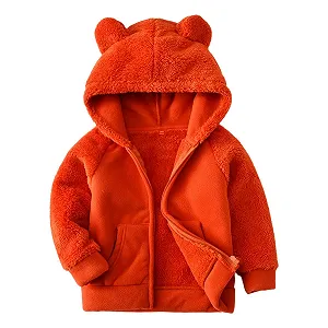 Флісова куртка з капюшоном Camilife для малюків, потовщена, на блискавці, з ведмежими вушками - Фото 1
