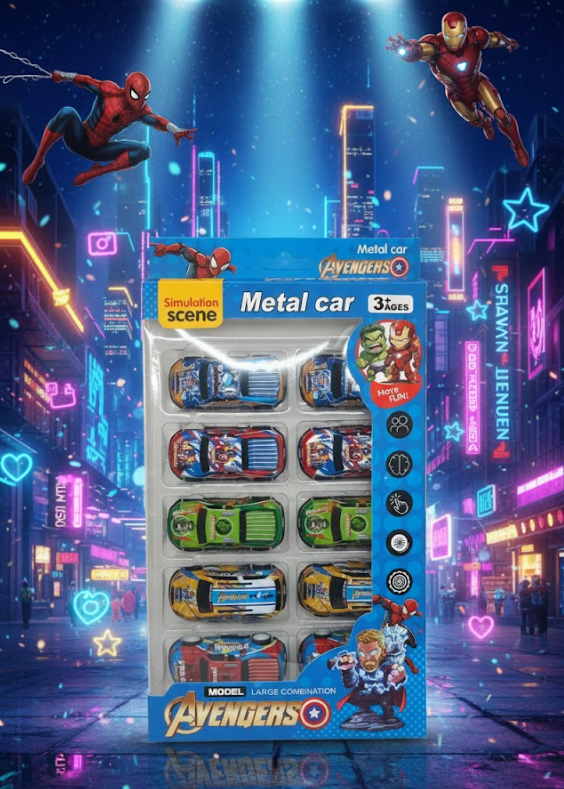 Набір машинок Месники Avengers Infinity War Marvel Марвел металеві інерційні для дітей супергерої 10 шт, фото №2