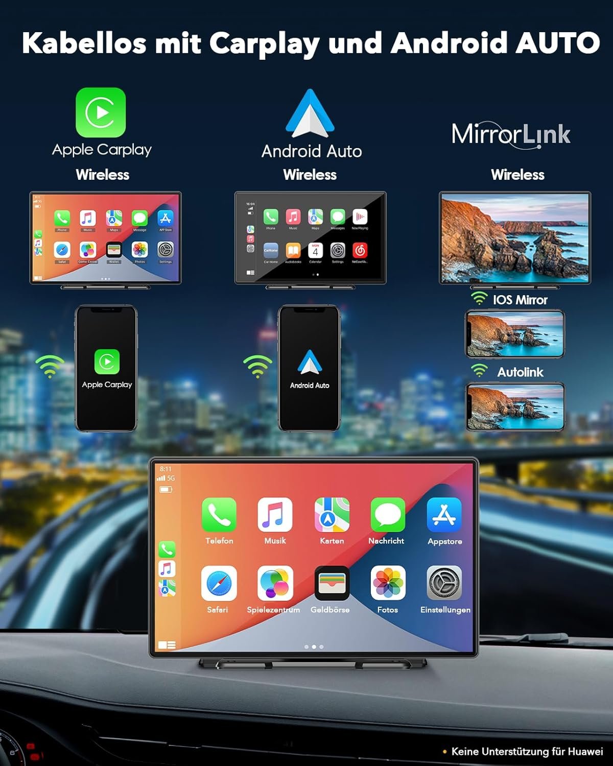 Автомагнітола Lamtto RC07 / 9" / Сенсорна / Apple CarPlay / Android Auto / Bluetooth / FM / AUX, фото №3