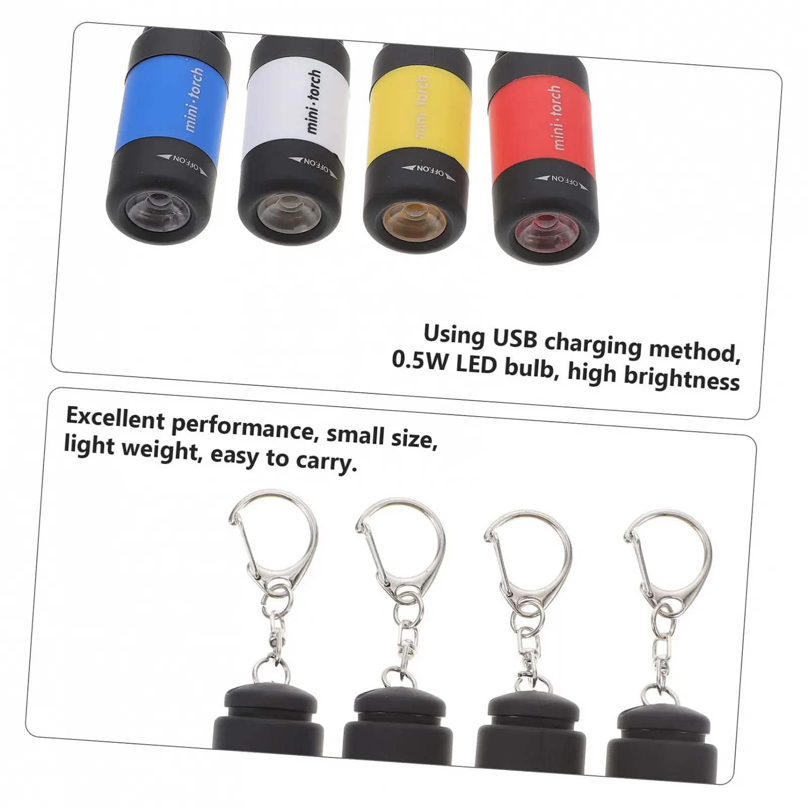 Фонарик-брелок Kisangel Мини USB LED, 8 шт, фото №2 Фонарик-брелок Kisangel Мини USB LED, 8 шт, фото №2