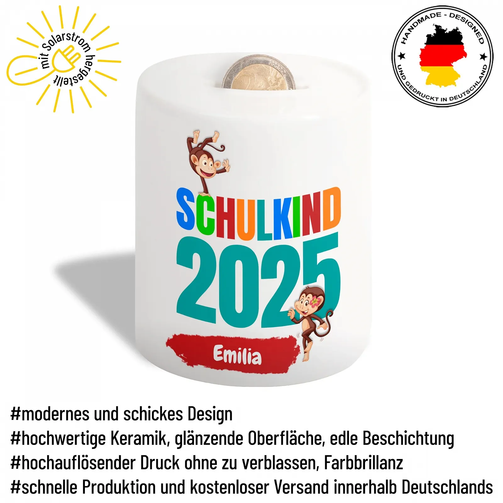 Скарбничка "Schulkind 2024" Іменна Керамічна, фото №2