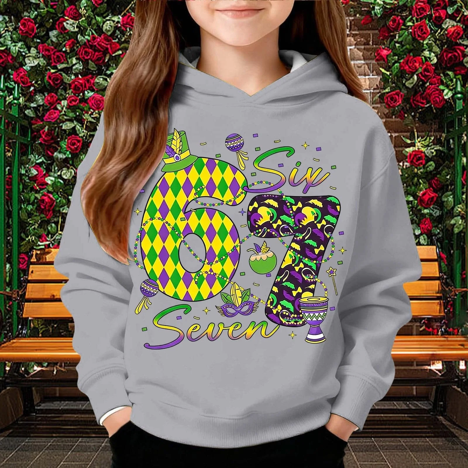 Худи 67 Meme, Подростковая карнавальная толстовка с длинными рукавами и принтом 67, Удобный свитшот, Пуловер, Уличный пуловер, Модная куртка для девочек и мальчиков, фото №3