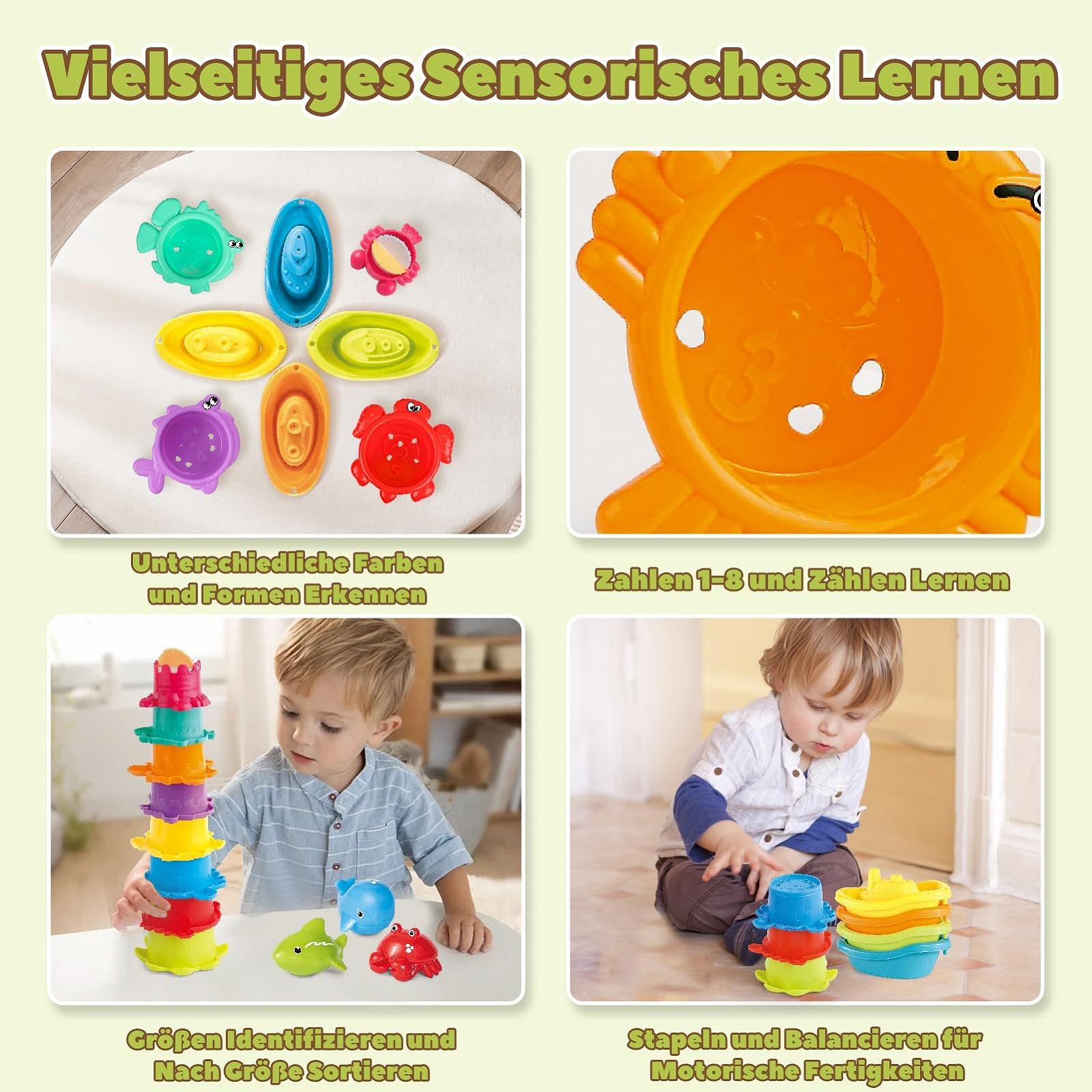 Набір іграшок для ванни 16 предметів Лійка, Стаканчики, Човники, фото №8