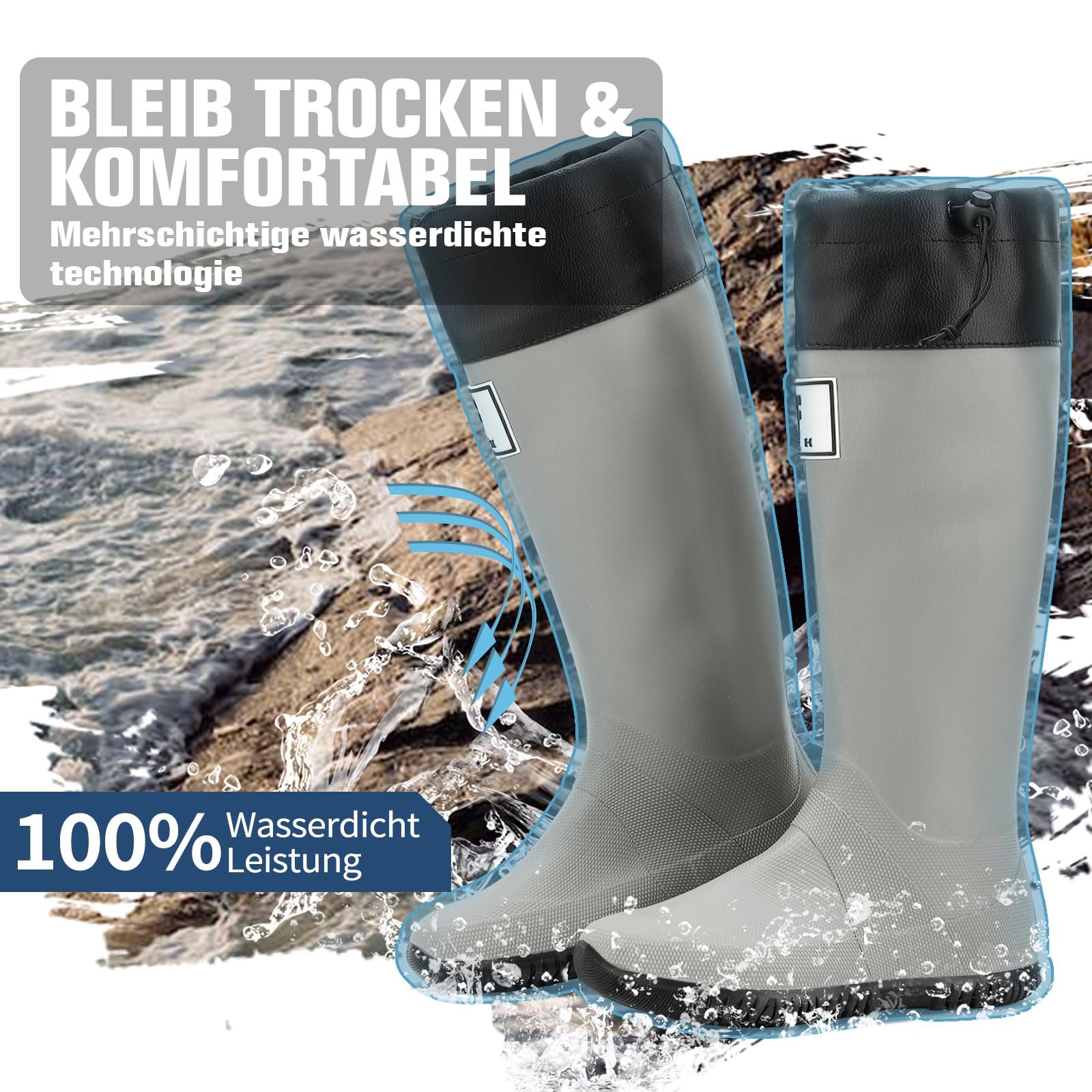 Ботинки Yenxapei Original Rubber Long Shaft Wellington Черный, фото №4