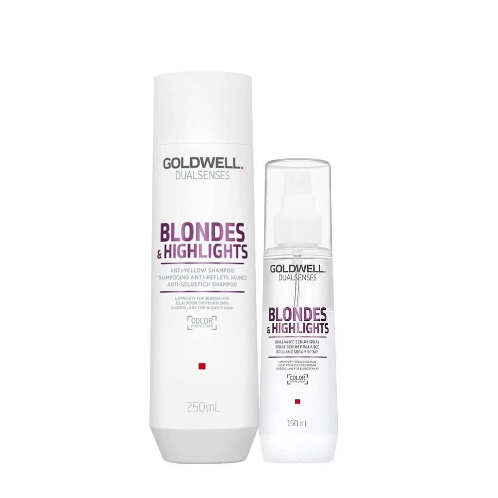 Шампунь Goldwell Dualsenses Blonde & Highlights Anti-Yellow 250 мл Спрей-сироватка Brilliance 150 мл, фото №1