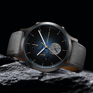 Часы Lilienthal Berlin Meteorite III Chronograph Charcoal Мужские Из хирургической стали Кварцевый Сапфировое закаленное минеральное стекло Метеоритный циферблат 42.5mm synthetic.ua - Фото 1