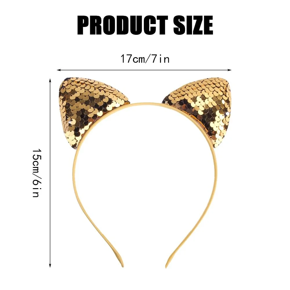 Обруч для волосся Вушка котика з блискітками, фото №1