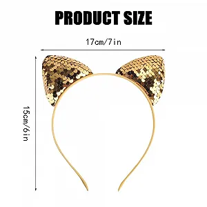 Обруч для волосся Вушка котика з блискітками - Фото 1