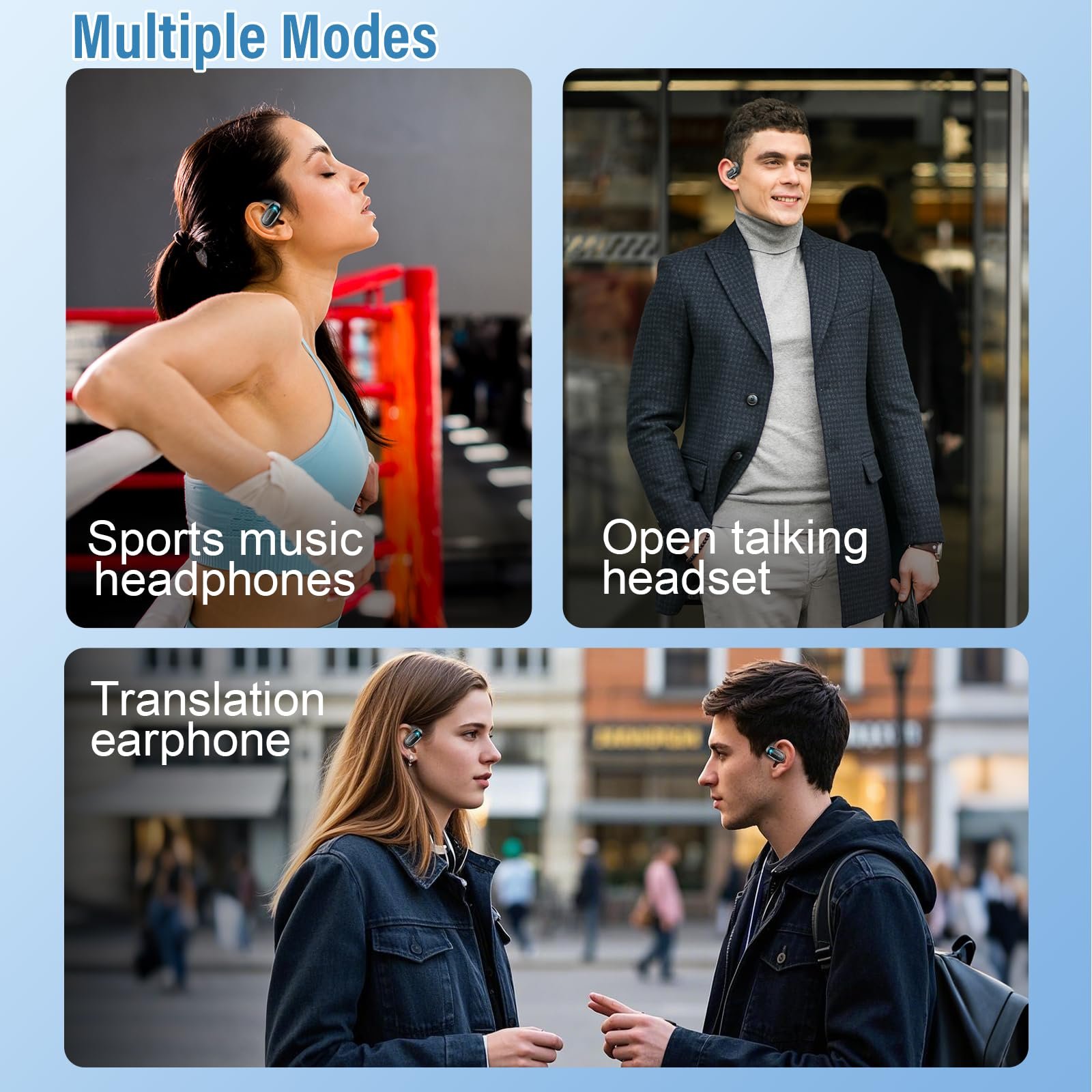 Навушники-перекладачі AI Відкритого Типу 58H з мікрофоном для навчання, подорожей, бізнесу, підтримка 164 мов, фото №4