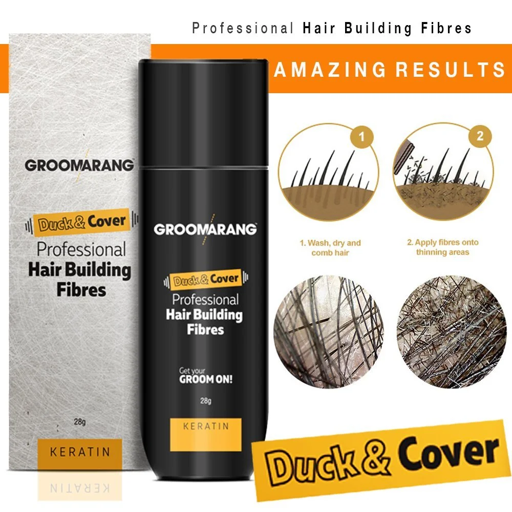 Волокна для волосся Duck and Cover Groomarang Professional Keratin Hair Building Fibres 28 г, середній блонд, фото №4