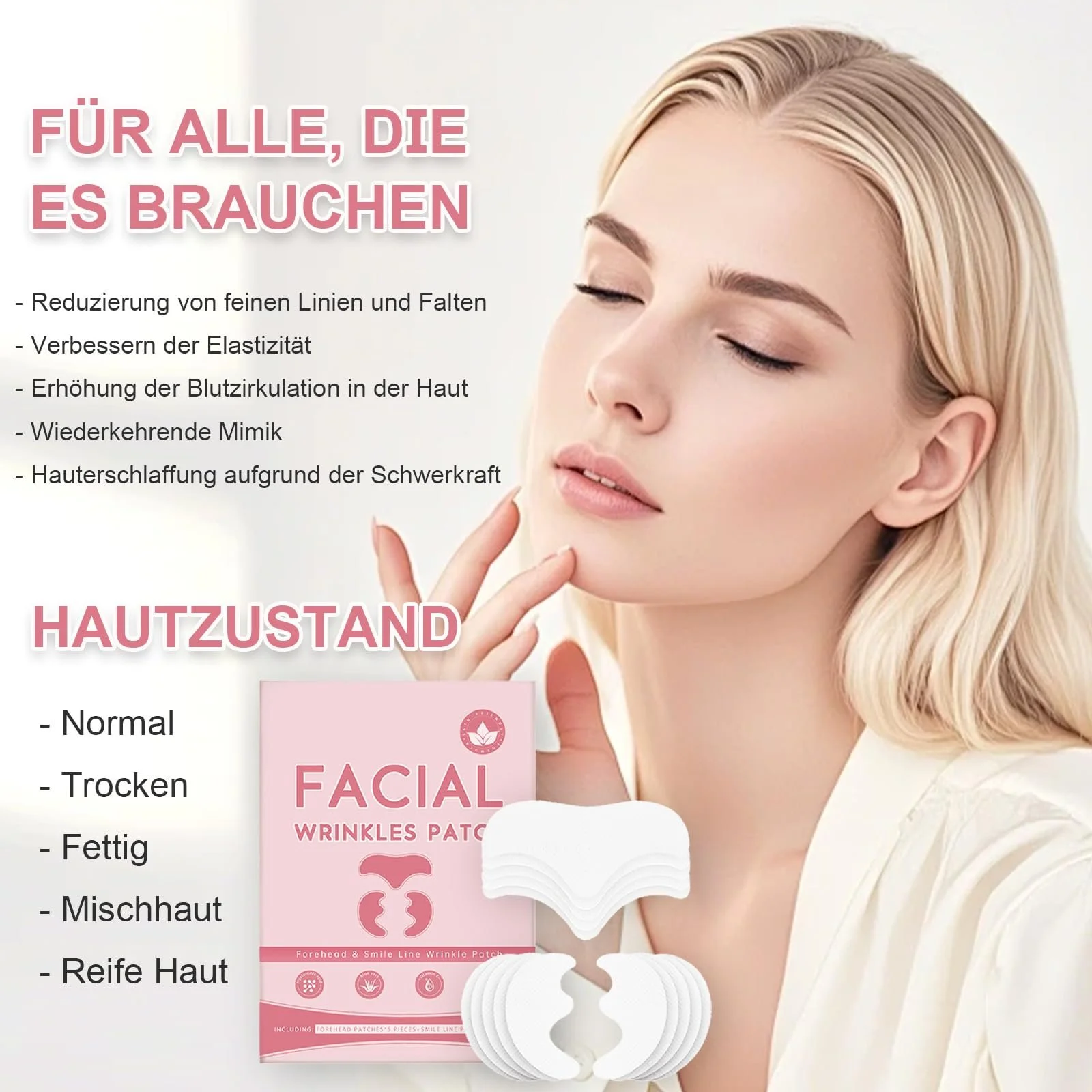 Пластир Zornesfalte для обличчя, 30 шт, проти зморшок на лобі та носогубних зморшок, фото №3