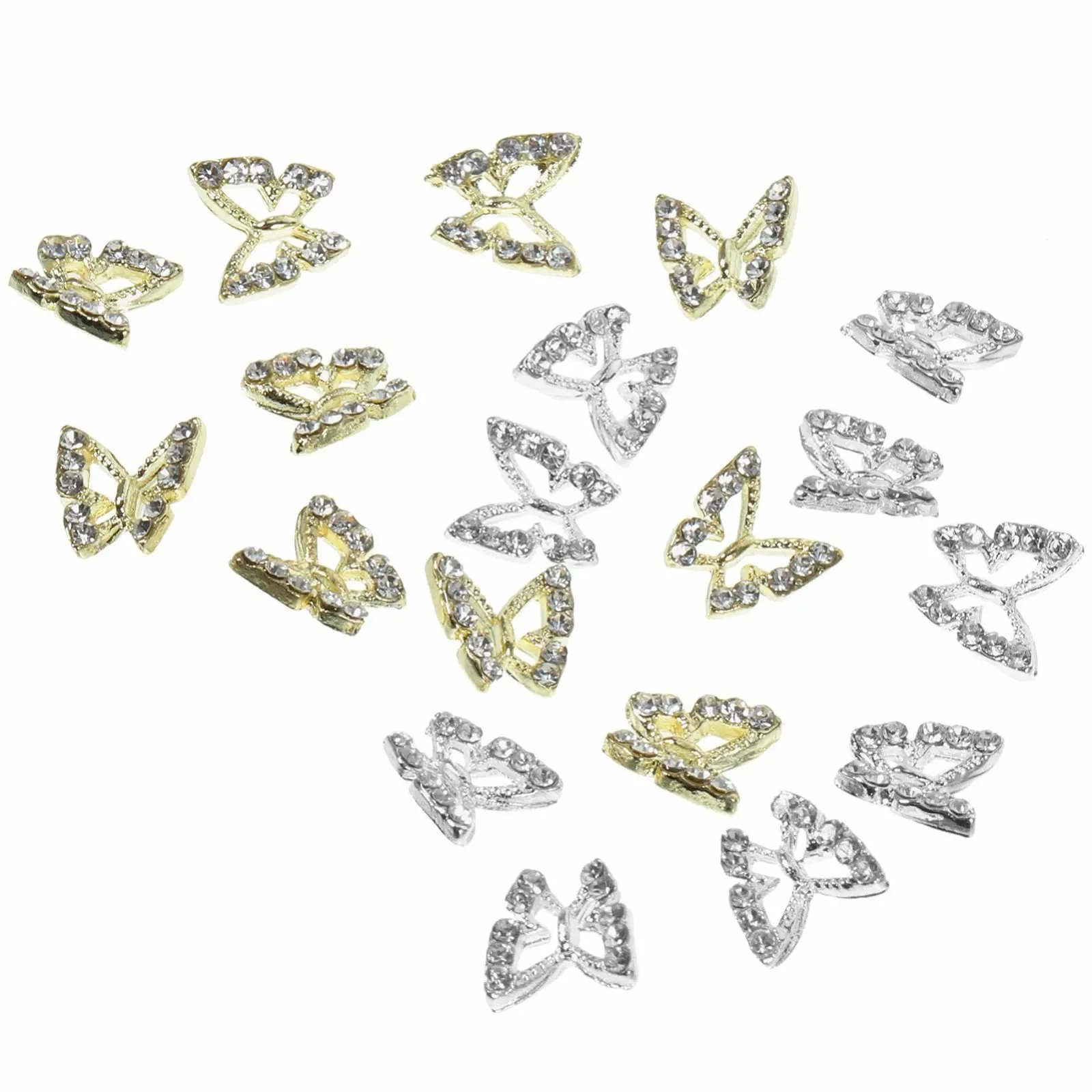 Підвіски у вигляді метеликів POPETPOP 3D, 40 шт., металевий сплав, стрази, блискучі прикраси для манікюру для щоденного використання на весіллях та вечірках, фото №1