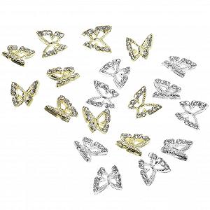 Підвіски у вигляді метеликів POPETPOP 3D, 40 шт., металевий сплав, стрази, блискучі прикраси для манікюру для щоденного використання на весіллях та вечірках - Фото 1