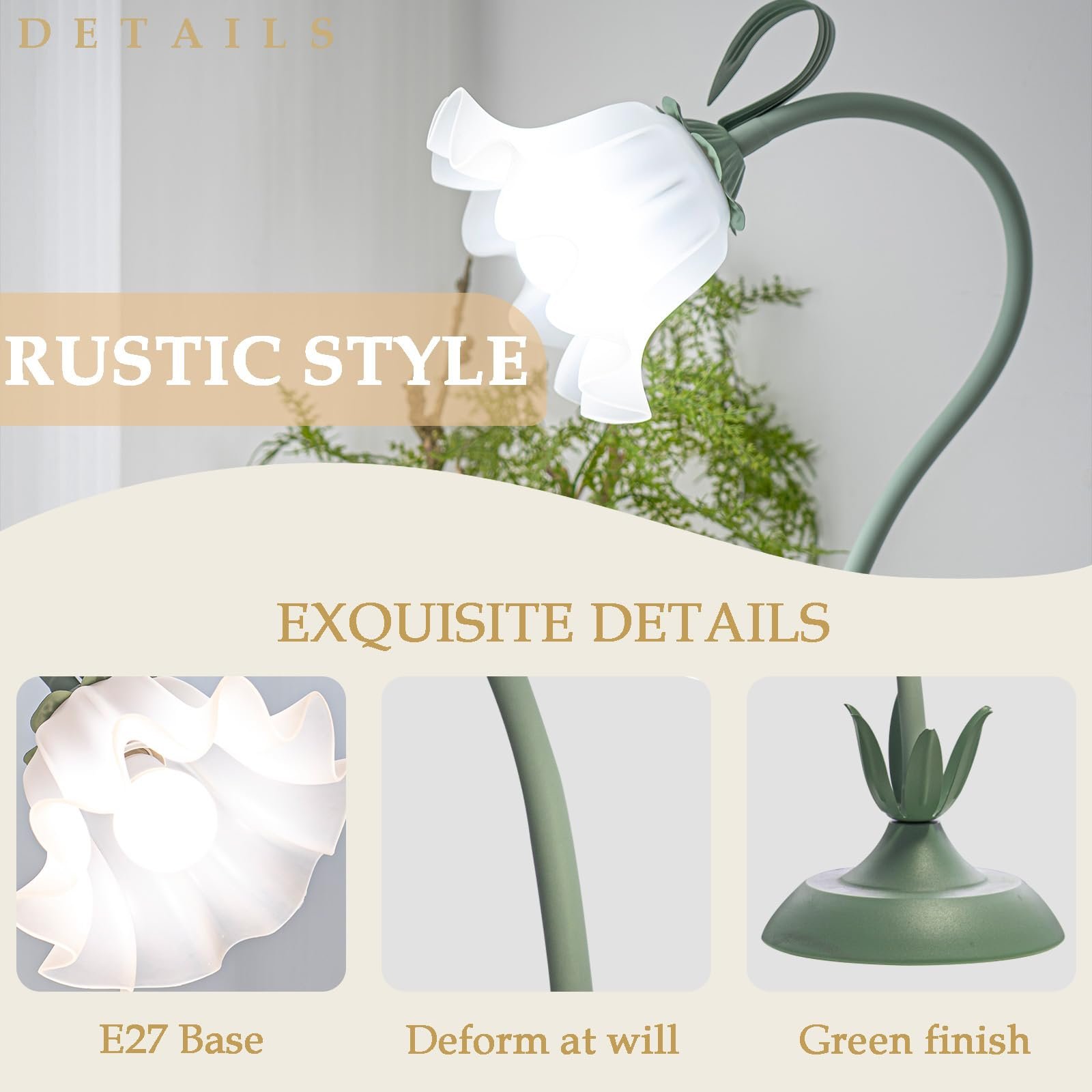 Настільна лампа Flower DIY Гнучка E27 Акриловий плафон Зелений, фото №5
