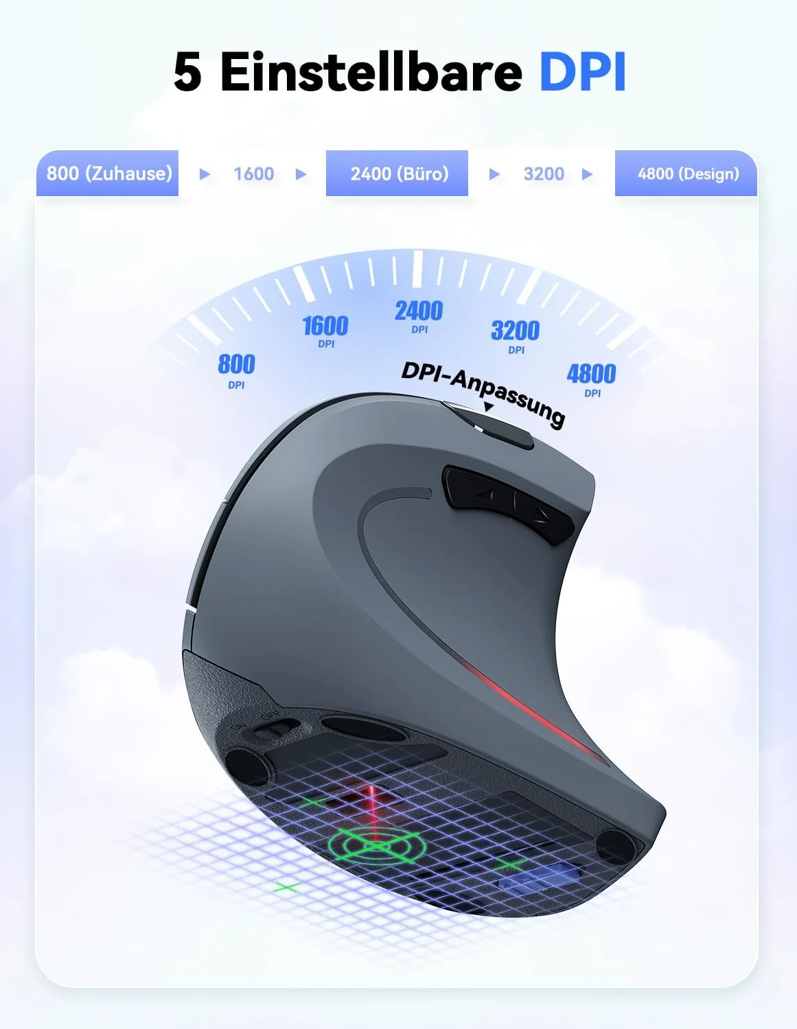 Миша TECKNET Бездротова вертикальна ергономічна 4800 DPI 5 кнопок, фото №2