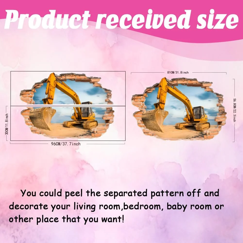 Наклейка на стіну SUPERDANT 3D Digger Brick Wall 96 x 60 см, фото №2