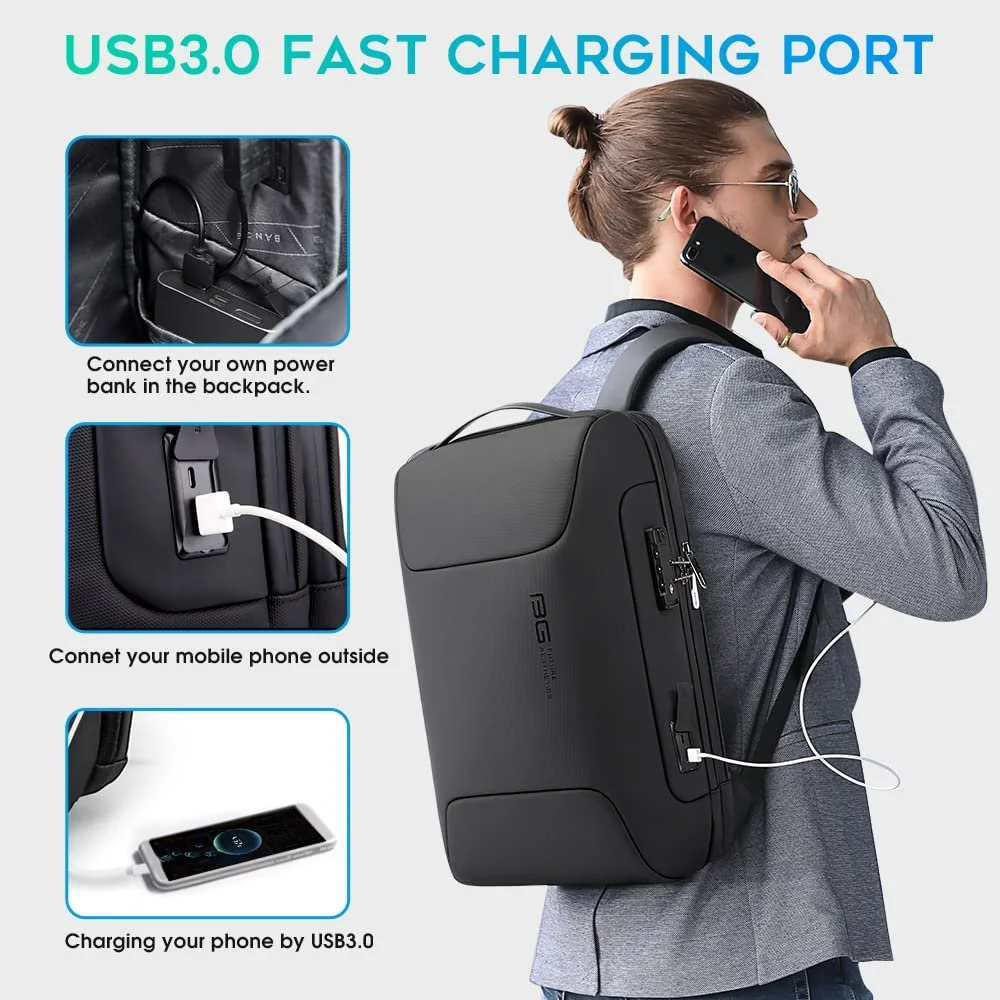 Рюкзак для ноутбука BANGE Upgrade Anti-Theft USB M черный, фото №3 Рюкзак для ноутбука BANGE Upgrade Anti-Theft USB M черный, фото №3