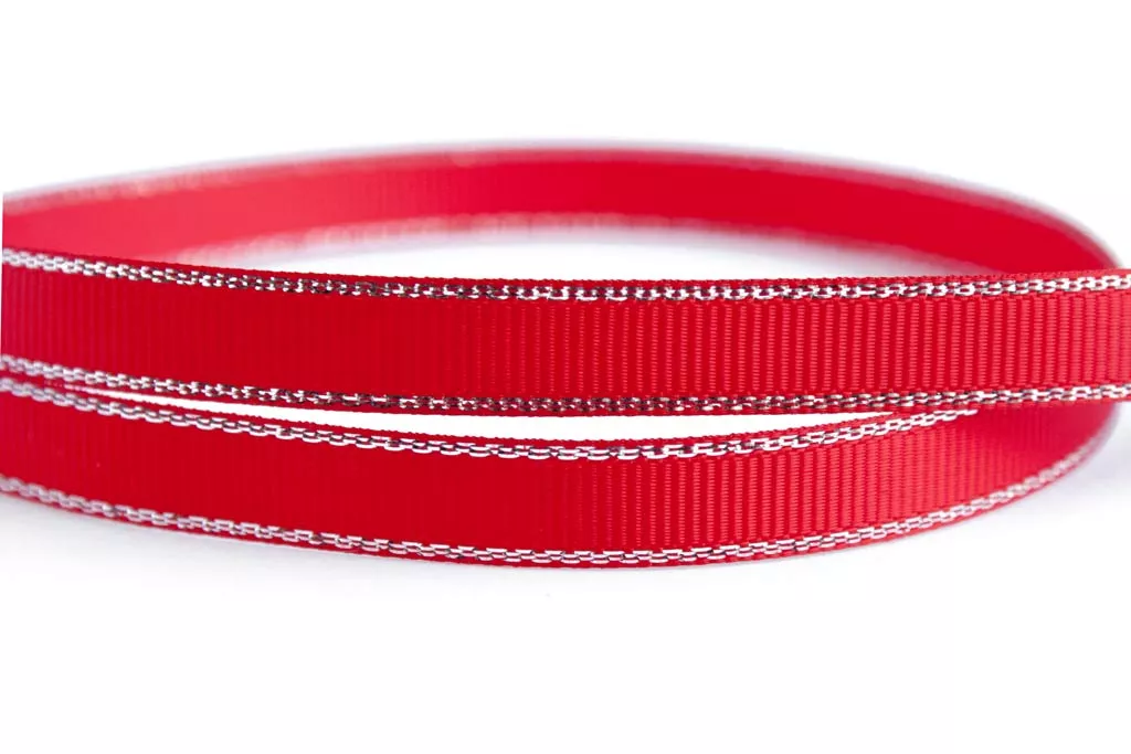 Лента репсовая Лентомания 10 мм красная с люрексом GRSGRN10RDLRKS, фото №1