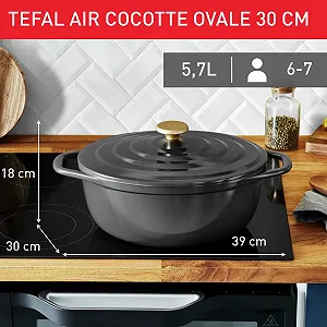 Каструля Tefal Air E2558904 30 см овальна литий алюміній індукційна Grey synthetic.ua - Фото 1