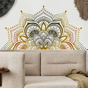 Наклейка на стіну Mandala Flowers Самоклеюча Золота synthetic.ua - Фото 1