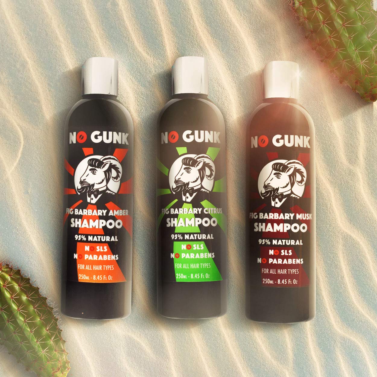 Натуральный шампунь для мужчин NO GUNK С экстрактом опунции (Янтарный, 250 мл), фото №2