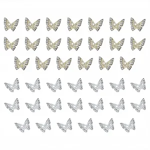 3D Украшения для ногтей Бабочки 40 шт., Декоративные стразы для ногтей, Мелкие, Блестящие, Хрустальные украшения для ногтей - Фото 1