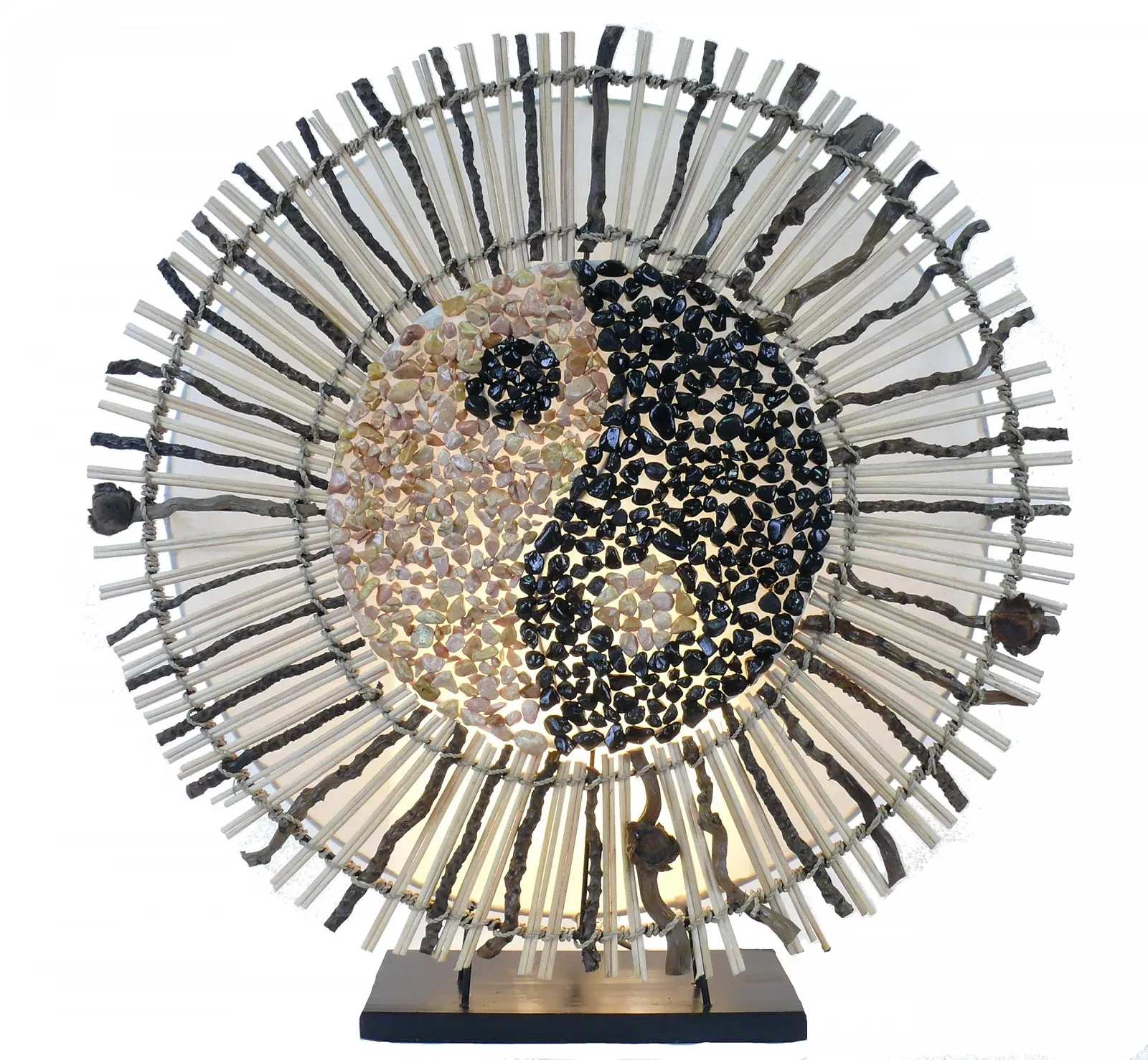 Декоративна лампа настрою Yin Yang Batur з натурального матеріалу, круглої форми, фото №3