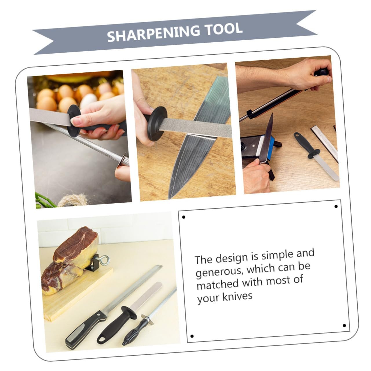 Точило мусат двухстороннее для кухонных ножей и ножниц с кольцом для подвешивания, фото №3