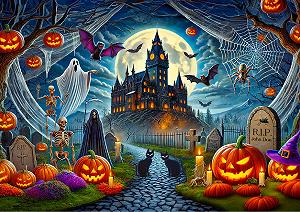 Дерев'яний пазл WOODEN.CITY Halloween 1000 деталей 54 x 39.4 cm synthetic.ua - Фото 1