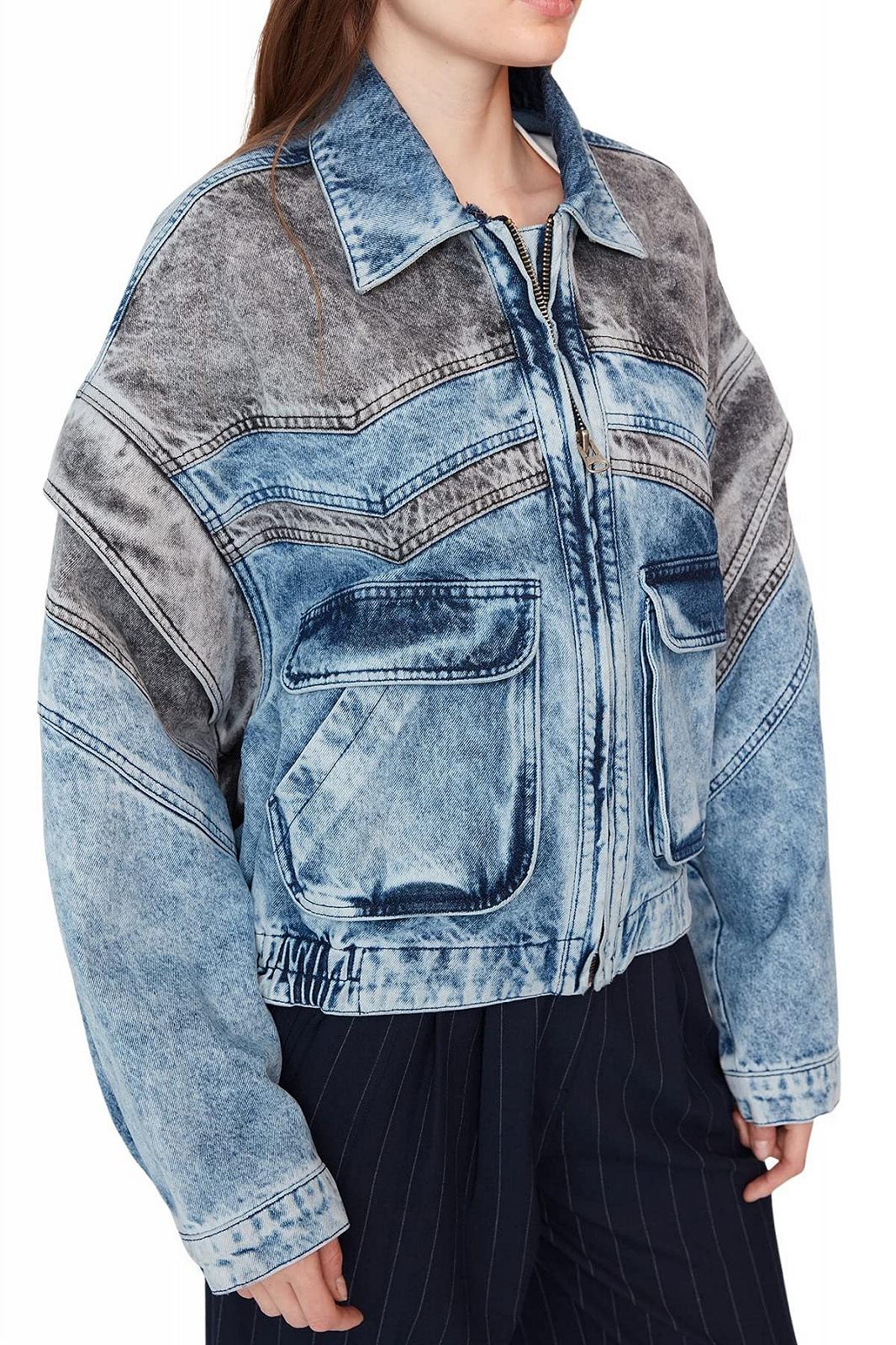 Джинсова куртка оверсайз TRENDYOL Базова однотонна, фото №6