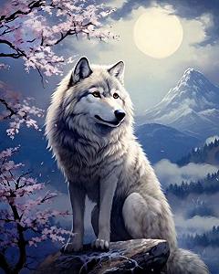 AR-3198 Набір алмазної мозаїки на підрамнику 40*50 см Вовк під місяцем - Фото 1