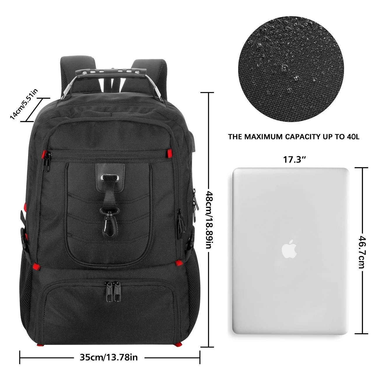 Рюкзак для ноутбука 17.3 дюйма Waterproof Shoe Compartment, фото №5