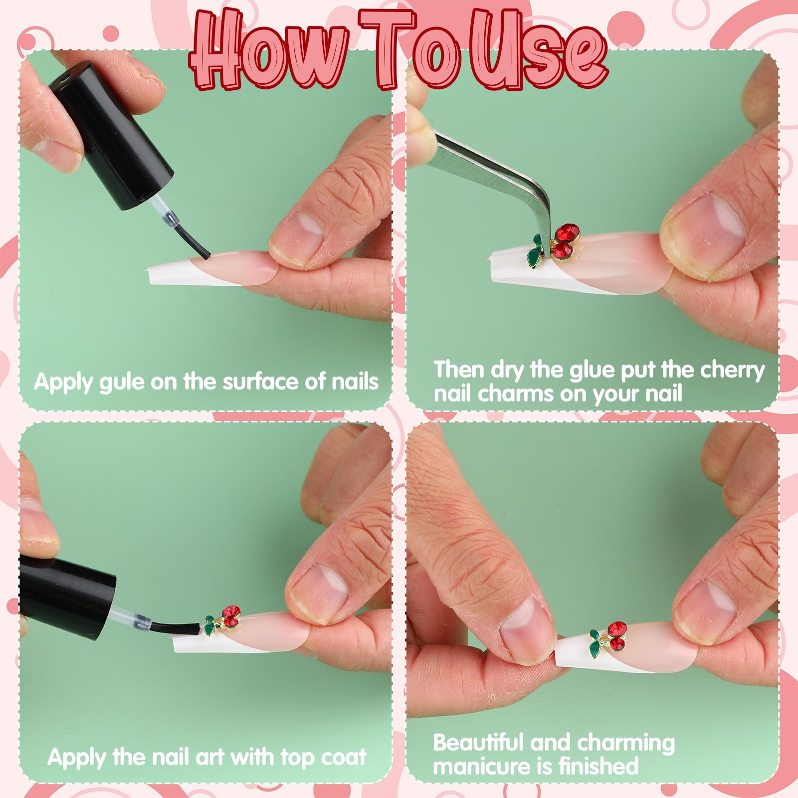 TIESOME Вишня, 40 шт 3D прикрас для нігтів, фото №4