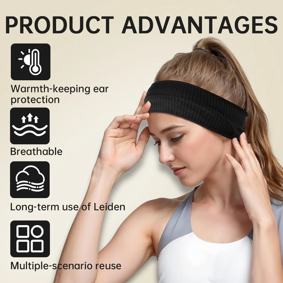 Спортивна Пов'язка на Голову (3 шт.) Бавовняна Нековзна Еластична, фото №3 Спортивна Пов'язка на Голову (3 шт.) Бавовняна Нековзна Еластична, фото №3