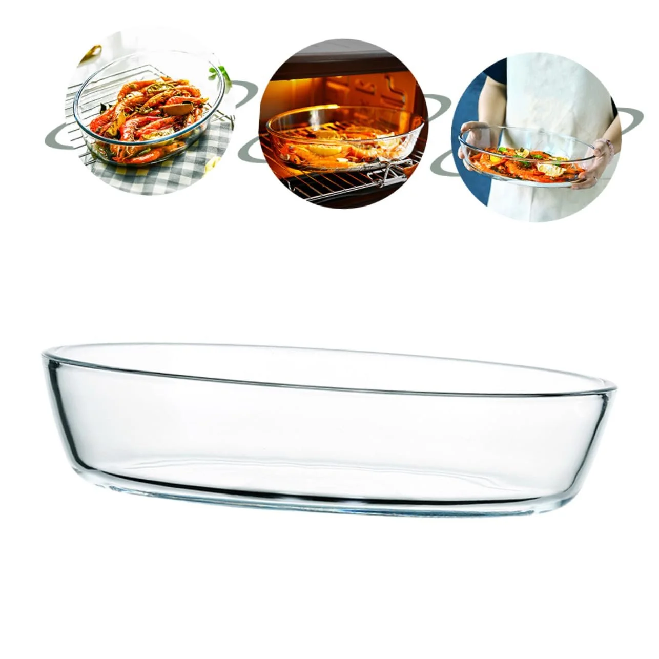 Форма для запекания NOLITOY Стеклянная овальная 2400 мл Для микроволновой печи и сервировки, фото №5