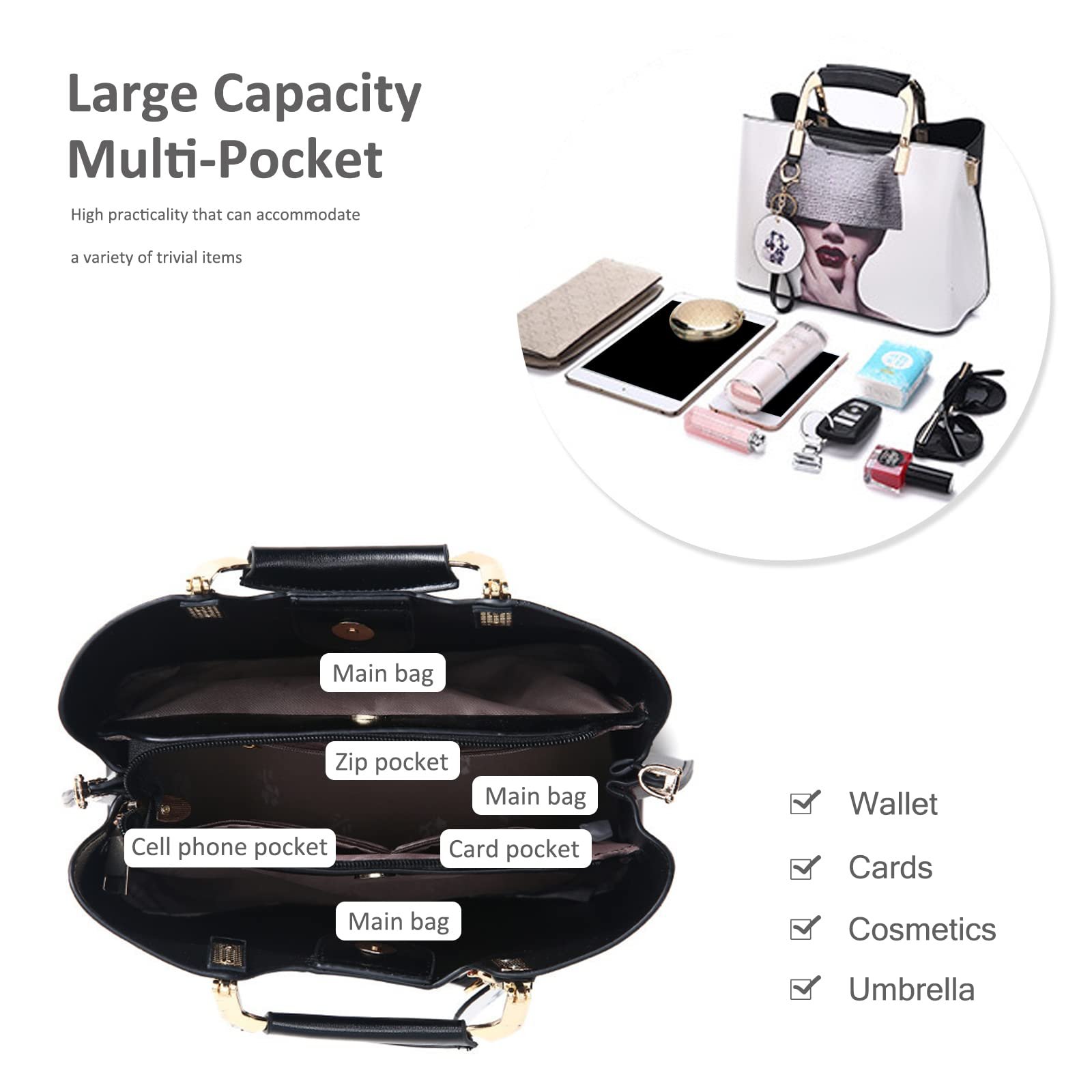 Элегантная Сумка NICOLE & DORIS, Дизайнерская Женская Сумка через Плечо, Сумка-шоппер, Модная Сумка с Красивым Узором, Персонализированная Сумка с Верхней Ручкой, фото №4