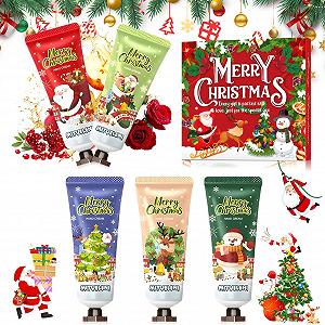 Крем для рук Mini Christmas, Mini Hand Creams Christmas, Набор кремов для рук Christmas для очень сухой и потрескавшейся кожи Подходит для мужчин и женщин, Набор подарочных кремов для рук, 5 штук - Фото 1