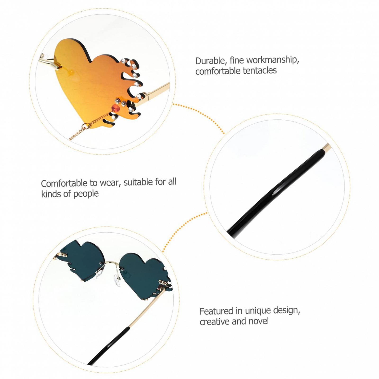 Сонцезахисні окуляри Herz PACKOVE 4, полум'я, без оправи, серце, металеві, фото №3