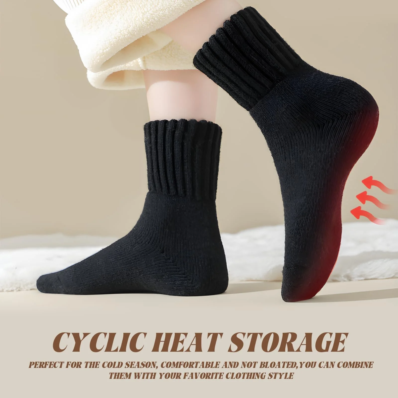 Теплі шкарпетки Жіночі, 4 пари, Вовняні шкарпетки меріноса, Розмір 34-39, фото №5
