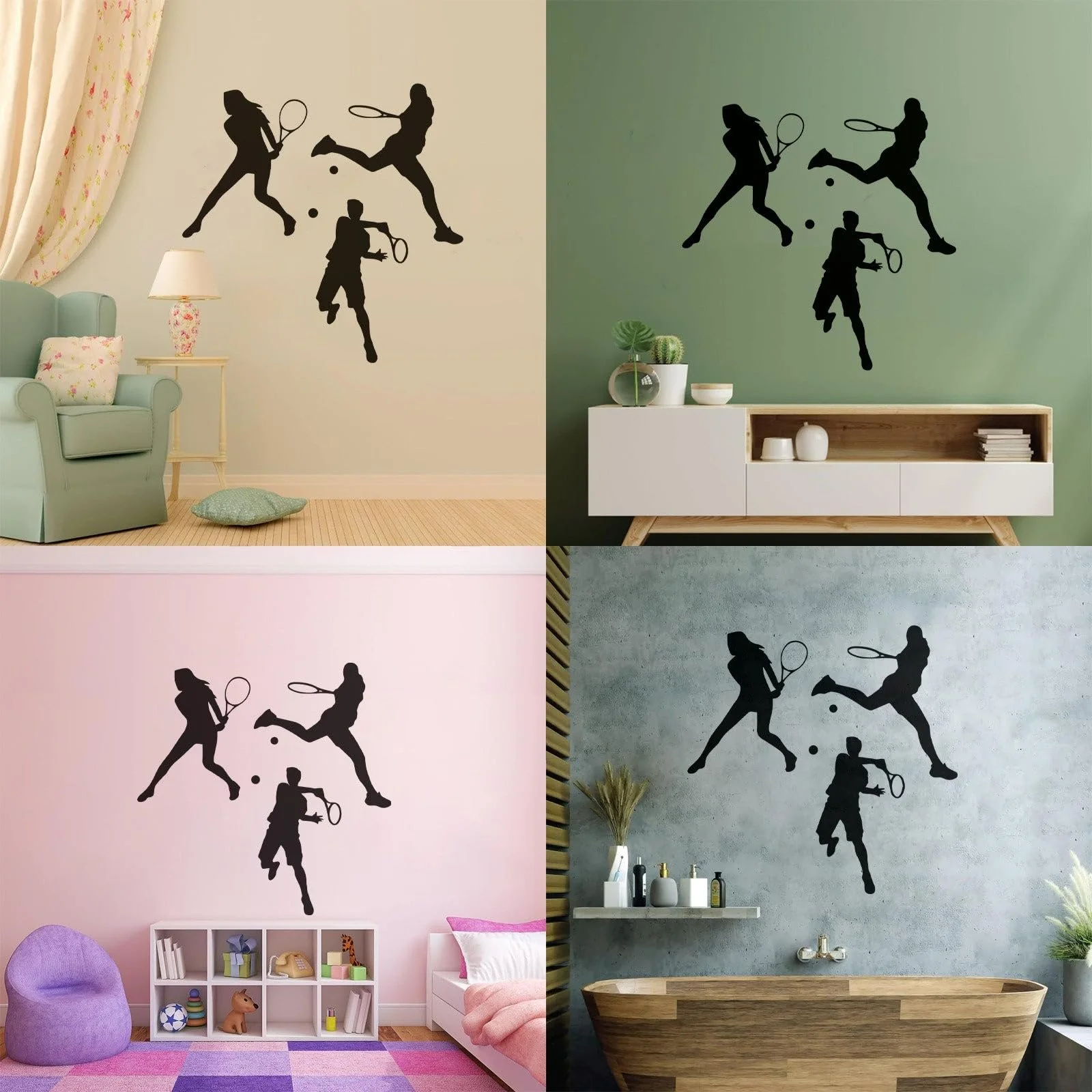 Наклейка на стіну Тенісні гравці вінілова 57 x 57 см чорна, фото №3 Наклейка на стіну Тенісні гравці вінілова 57 x 57 см чорна, фото №3