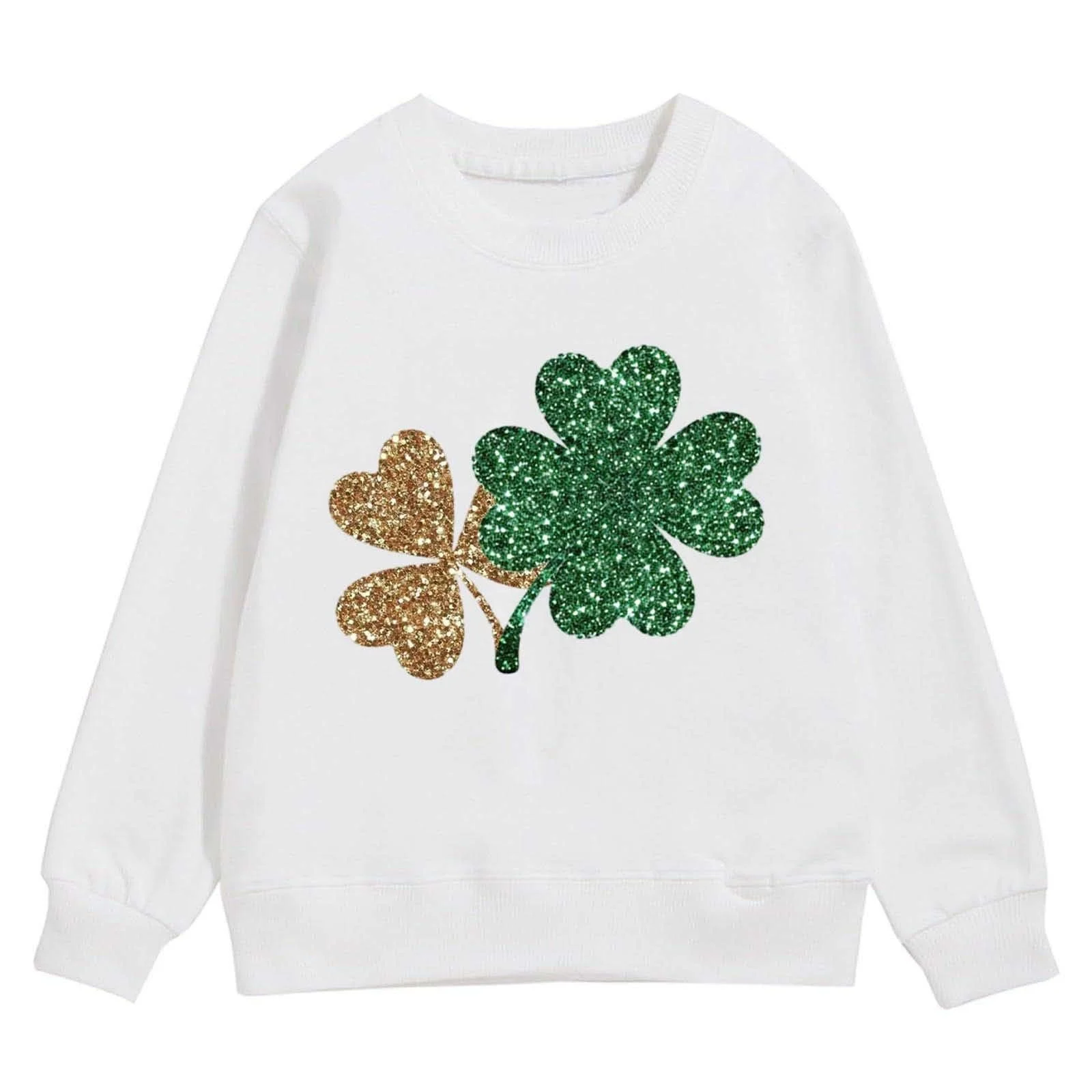 Джемпер Generisch Cв. Дня Патрика с графическим принтом, круглый вырез горловины, длинные рукава, милый пуловер со спущенной линией плеча, фото №2