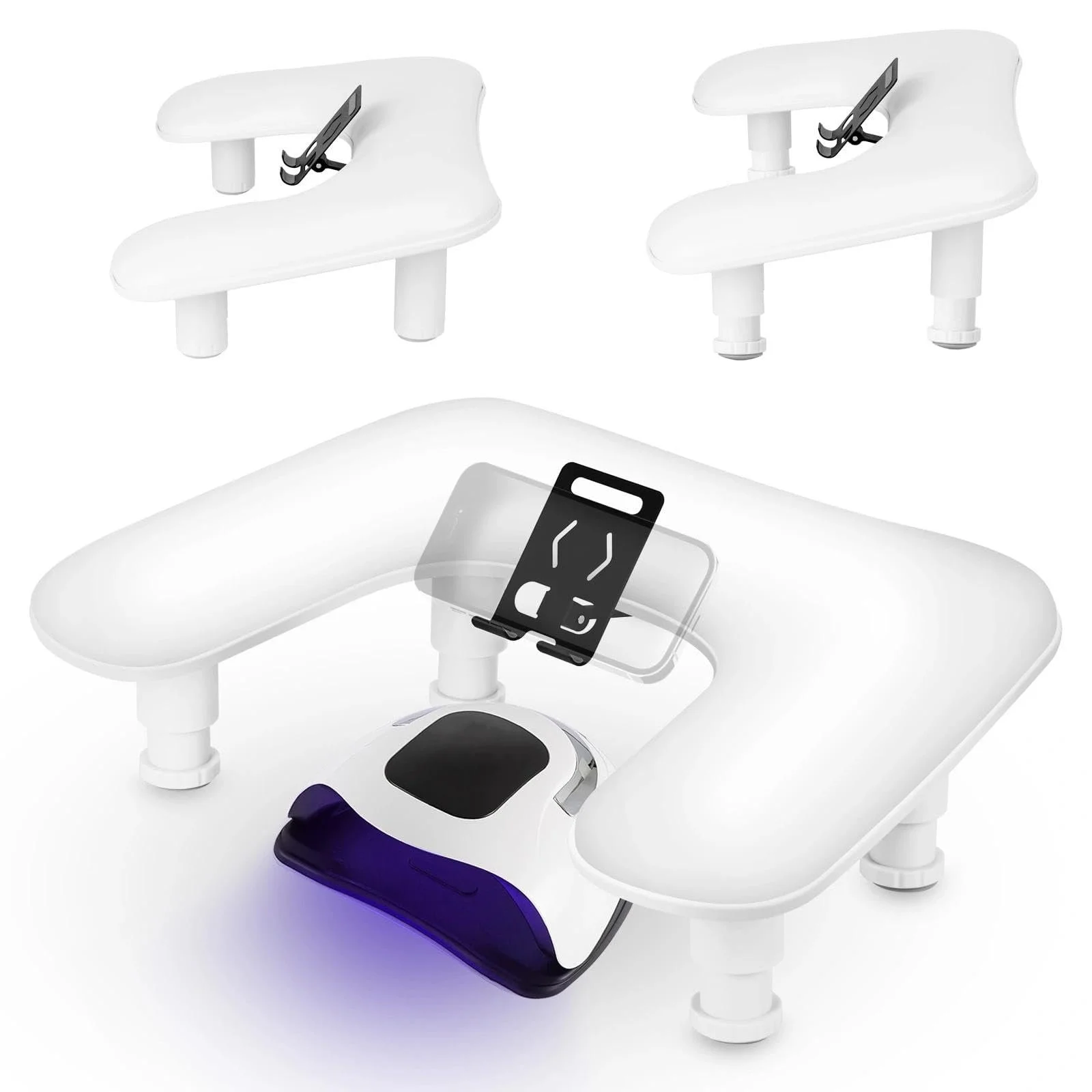 Підставка для рук Манікюрний стіл з тримачем для мобільного телефону, U-подібна підставка для рук з PU шкіри, фото №1