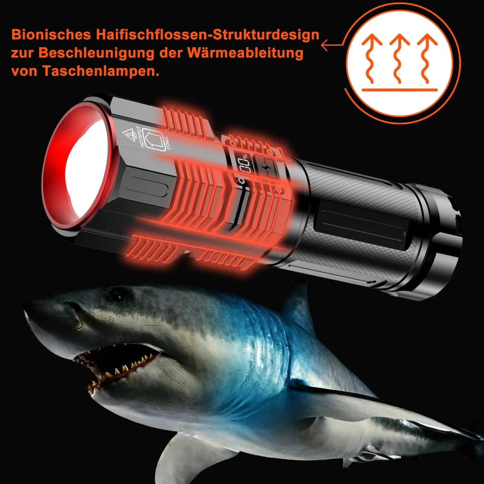 Перезаряджуваний LED ліхтар, надзвичайно яскравий 1000000 люмен, тактичний військовий для надзвичайних ситуацій на відкритому повітрі та кемпінгу, фото №7