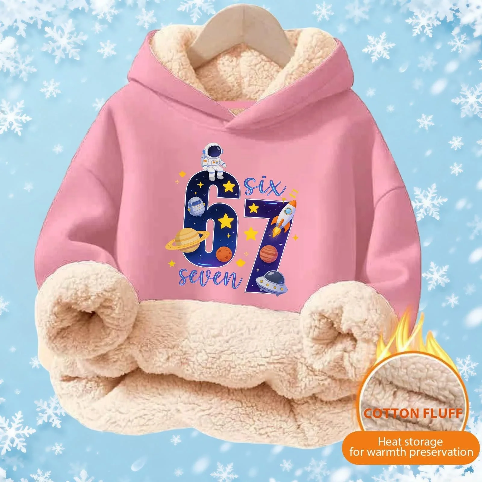Худи Six Seven 67 Meme Детский Лонгслив Плюшевый Худи с принтом 67 Пуловер Удобный Мягкий Свитшот для Активного Отдыха Уличная Одежда для Девочек и Мальчиков Модный Джемпер, фото №2